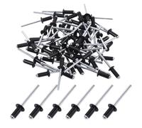 60 remaches ciegos de aluminio con brida grande, remaches ciegos de aluminio, juego de remaches ciegos de calidad industrial, 60 unidades (negro) (4,8 mm × 10 mm)