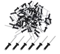 60 remaches ciegos de aluminio con brida grande, remaches ciegos de aluminio, juego de remaches ciegos de calidad industrial, 60 unidades (negro) (4,8 mm × 16 mm)