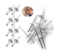 60 remaches ciegos de aluminio con brida grande, remaches ciegos de aluminio, juego de remaches ciegos de calidad industrial, 60 unidades (plata) (4,8 mm × 20 mm)