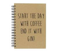 60 Second Makeover Cuaderno de papel kraft A5 con diseño de ginebra con texto "Start the Day With Coffee"