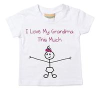 60 Second Makeover Limited Camiseta para niñas con texto en inglés "I Love My Grandma This Much para bebés y niños pequeños, disponible en tallas 0-6 meses a 14-15 años Daughter Stick P