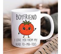60 Second Makeover Limited Funny Mug Boyfriend I Love You from My Head to-ma-Toes - Taza con diseño de tomate, regalo único, regalo para un ser querido