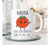 60 Second Makeover Limited Funny Mug - Taza con texto en inglés "Nanna I Love You from My Head to-ma-Toes", diseño de tomate, regalo único, regalo para abuelos