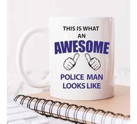 60 Second Makeover Limited Taza de regalo con texto en inglés This Is What An Awesome Police Man Looks Lie, tamaño único