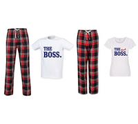 60 Second Makeover Limited The Boss The Real Boss Couples Matching Pijama Tartan Set Parejas Hermanamiento Familia, rosso, mujeres S /hombres XL
