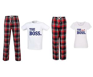 60 Second Makeover Limited The Boss The Real Boss Couples Matching Pijama Tartan Set Parejas Hermanamiento Familia, rosso, mujeres S /hombres XL