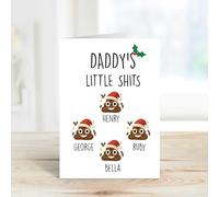 60 Second Makeover Tarjetas de Navidad personalizadas con texto en inglés «Daddy's Little Shits», regalos personalizables, hasta 10 nombres