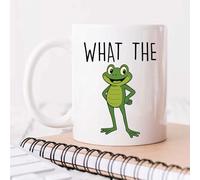 60 Second Makeover Taza divertida limitada con diseño de rana con texto en inglés "What The Frog Joke" de cerámica, regalo divertido para los amantes de las ranas, regalo para amigos y amantes del