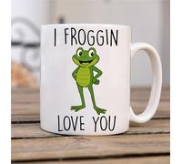 60 Second Makeover Taza divertida limitada de cerámica con diseño de rana con texto en inglés "I Froggin Love You", regalo divertido para los amantes de las ranas, regalo para amigos y amantes del