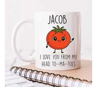 60 Second Makeover Taza divertida personalizada limitada con texto en inglés "Any Name I Love You from My Head to-ma-Toes Cute Tomate" - Regalo único personalizado, regalo para cualquier persona