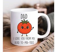 60 Second Makeover Taza limitada con texto en inglés "Dad I Love You from My Head to-ma-Toes", bonito regalo con temática de tomate para papá, regalo del día del padre, taza de jardinería