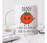 60 Second Makeover Taza limitada con texto en inglés "Daddy I Love You from My Head to-ma-Toes", bonito regalo con temática de tomate para papá, regalo del día del padre, taza de jardinería