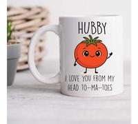 60 Second Makeover Taza limitada con texto en inglés "Hubby I Love You from My Head to-ma-Toes", bonito regalo temático de tomate para marido, taza de jardinería