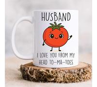 60 Second Makeover Taza limitada con texto en inglés «Husband I Love You from My Head to-ma-Toes», bonito regalo temático de tomate para marido, taza de jardinería