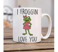 60 Second Makeover Taza limitada de cerámica con diseño de rana con texto en inglés "I Froggin Love You", divertida taza para los amantes de las ranas, taza de café única, decoración peculiar para el