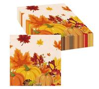 60 servilletas de decoración otoñal, 33 x 33 cm, servilletas de papel para decoración de mesa de Acción de Gracias, servilletas de papel para otoño, calabaza, Halloween, hojas de arce, servilletas