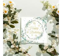 60 servilletas de papel de eucalipto con texto "Happy Birthday" - Servilletas de eucalipto verde, servilletas de papel de eucalipto verde para niños y niñas, decoración de fiesta de cumpleaños
