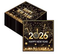60 servilletas decorativas de Nochevieja 2026, decoración Happy New Year Nochevieja, servilletas para cambio de año, servilletas de Año Nuevo (33 x 33 cm)