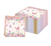 60 servilletas desechables de mariposa para fiestas, servilletas de papel de cóctel de 2 capas para vacaciones, almuerzo, cena, fiesta, cumpleaños, 33 x 33 cm