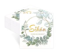 60 servilletas verdes de eucalipto con diseño de «Schön Dass Du Da Bist», color verde salvia, servilletas verdes, bodas y primaveras, decoraciones de mesa, verde menta, verde claro, comunión