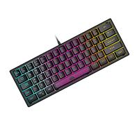60% Teclado para Juegos con Teclas de Membrana Profesional, Mini Compacto 62 Teclas, USB Cable Teclado Gaming, RGB Chroma Rainbow Retroiluminado, QWERTY Layout, Ultraligero, para PC Mac Laotop-Negro