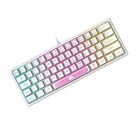 60% Teclado para Juegos con Teclas de Membrana Profesional, Mini Compacto 62 Teclas, USB Cable Teclado Gaming, RGB Chroma Rainbow Retroiluminado, QWERTY Layout, Ultraligero, para PC Mac Laotop-Blanco