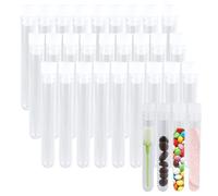 60 tubos de plástico vacíos, tubos de ensayo de plástico, tubos de ensayo, tubos de ensayo de laboratorio, para muestras con tapa, tubos transparentes con tapa, para cuentas, caramelos, agujas