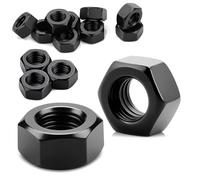 60 tuercas M10 Tuercas negras galvanizadas hexagonales de acero de alta calidad para tornillos, arandelas, varillas roscadas, pernos, acoplamientos, sujetadores en interiores y exteriores