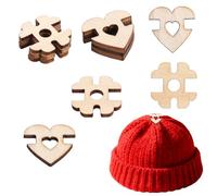 60 Uds Botones para Pompones de Madera, Desmontables Botones de Pompón para Gorros Sujetadores for Gorros Punto Manualidades Accesorios Ropa (Corazón + Redondo)