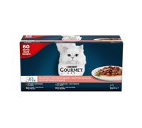 Purina Gourmet Perle Delicias en Salsa, Comida Húmeda para Gato con Pollo y Buey, 60 sobres de 85g