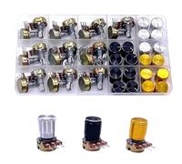 60 uds WH148 interruptor de potenciómetro ajustable único 3 pines 15MM B5K/10K/20K/50K/100K/con perilla en caja