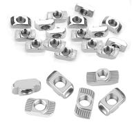 60 unidades EU40-M8 x 19 x 10 tuercas M8 plateadas - Tuerca de cabeza de martillo de aluminio para perfiles EU40 | Tuerca deslizante M8, tuerca cuadrada para muebles y ingeniería mecánica