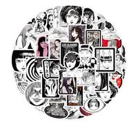 60 unidades para Junji Ito Pegatinas Coche Portátil Teléfono Guitarra Monopatín Motocicleta Bicicleta Junji Ito Pegatinas Set Vinilo Impermeable Estética Pegatinas para Adolescentes Niños Adultos