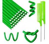 60 varillas rizadoras flexibles de espuma torcida, varillas flexibles sin calor, rodillos para el cabello y peine de cola de rata de acero para cabello largo y corto, para mujeres y niñas (9.45 x