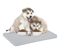 60 x 40 cm Gris Silicona Perro Comedero Lavable, Antideslizante Impermeable Alfombrilla de Comida Gato Silicona Tazón Comedero Base Comedero Comedero para Perros Esterilla Gatos Comida Mate Mascotas
