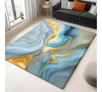 60 x 90 cm Resumen Alfombras Sala de Estar, Azul Grisáceo Alfombra Lavable de Pelo Corto para Dormitorio, Elegante Mármol Líquido Alfombra Suave Antideslizante Estampada para Comedor