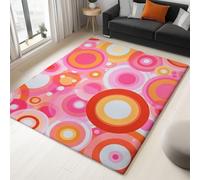 60 x 90 cm Rosa Lavable a máquina Alfombra, para Sala de Estar Dormitorio baño Cocina, alfombras Pelo Corto Estampada de Retro Brillante Abstracto Geometría
