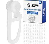 60 x Rollos de Cortina con Rodillo de 8 mm, Riel para Cortinas con 4 mm de Ancho de Marcha y Cámara de Carrera de 10x10 mm, Accesorios de Cortina, Ganchos para Cortinas 8 mm, Curtain Rolls Hooks