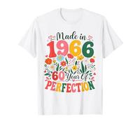 60 Year Old Made in 1966 Retro Floral 60th Birthday Women Camiseta