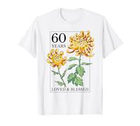 60 Years Loved and Blessed - Sello Floral para cumpleaños número 60 Camiseta
