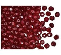 600 cuentas checas de cristal facetado, pulidas a fuego, redondas, 4 mm, rubí oscuro (granate)