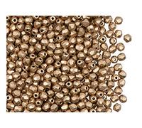 600 cuentas de cristal checas facetadas pulidas a fuego, redondas, 3 mm, bronce pálido dorado mate
