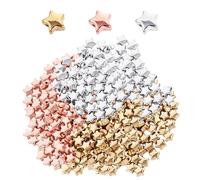 600 cuentas espaciadoras de estrella, cuentas perforadas con estrella de cinco puntas, juego de fabricación de joyas, adecuado para pulseras, collares, pendientes, colgantes (oro, plata, oro rosa)