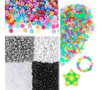 600 cuentas Pony Beads, perlas para enhebrar, perlas grandes de 9 mm, juego de pulseras, trenzas de pelo de plástico para joyas, cadenas, trenzas de pelo, manualidades
