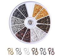 600 ganchos de ojo pequeños, ganchos de tornillo, ojales roscados, mini pinzas de metal atornilladas de colores mixtos para joyería, manualidades, 4x8 mm