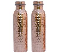 600 ml 30 oz - Juego de 2 - Botella de agua 100% de cobre puro para viajeros o Frasco de termo Ayurveda Beneficios para la salud - Botellas de agua de diseñador sin juntas,