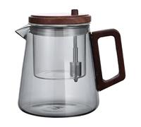 600 ml Clear Tea Pot, Inner Tank Glass Teapot, Wood Handle Design, Ergonomic Comfort Grip, Heat Resistant Build, Transparente, Ideal para Home, Living Room, Business, Restaurante