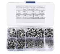 600 pcs Anillas de Presión, Arandelas de Resorte en Espiral, Arandelas de Seguridad, Acero Inoxidable V2A - M2/M2.5/M3/M4/M5/M6/M8/M10/M12
