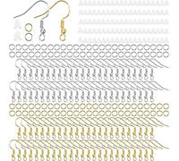 600 Pcs Enganches Pendientes,Ganchos para Pendientes Kits,Ganchos de Aretes Dorados,Accesorios para Hacer Pendientes,Para pendientes de bricolaje (plata y oro)