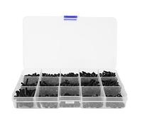600 Pcs M3 Nylon Pan Head Cross Screw Kit with Washers and Nuts, Assorted Lengths 5-25 mm, Durable Plastic Storage Box for Electronics DIY Projects (600 tornillos y tuercas negros/caja.)